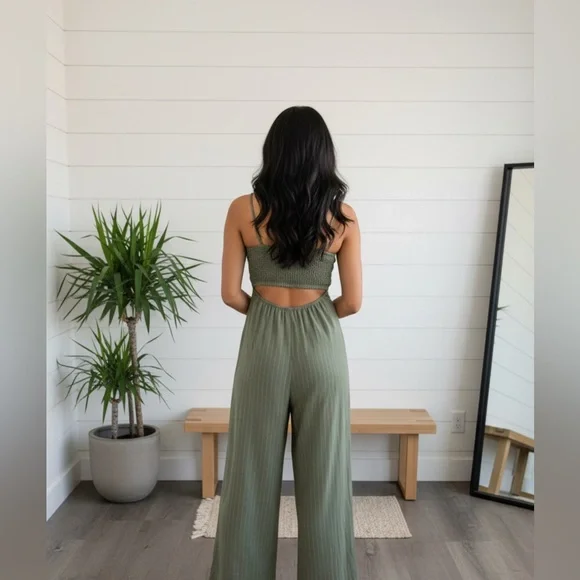 Flying Tomato Olive Green Jumpsuit L - Picture 2 of 2